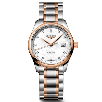 Longines Uhr Master Collection 29mm Perlmutt Diamanten Automatik Stahl Roségold L2.257.5.89.7