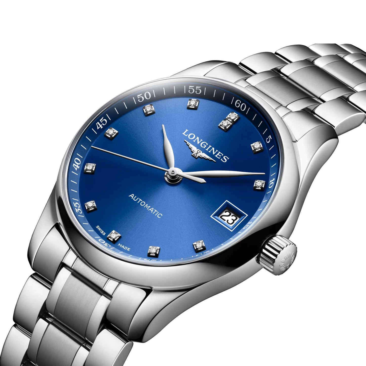 Longines Master Collection 34mm blau Diamanten Automatik Stahl L2.357.4.98.6