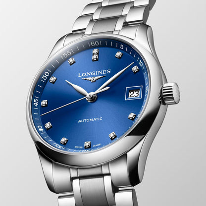 Longines Master Collection 34mm blau Diamanten Automatik Stahl L2.357.4.98.6