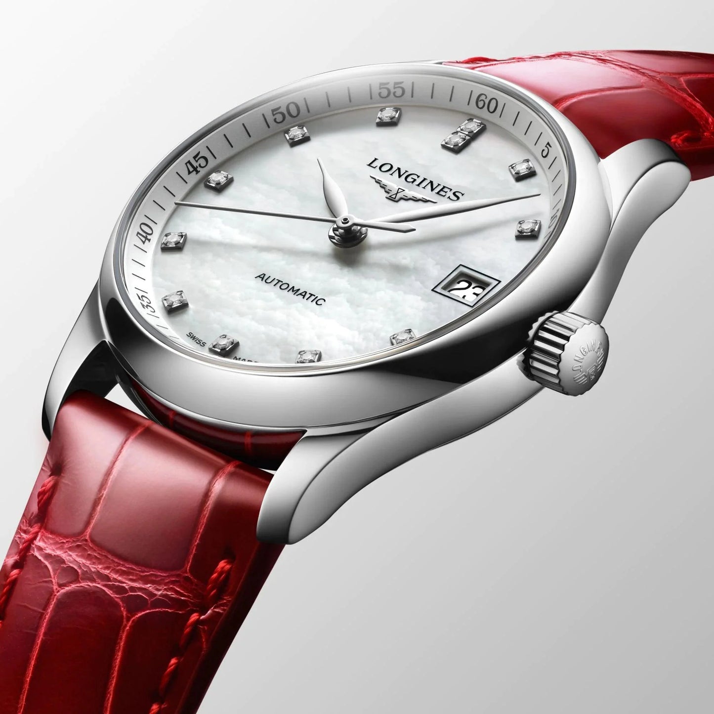 Longines Uhr Master Collection 34mm Perlmutt Diamanten automatisch Stahl L2.357.4.87.2