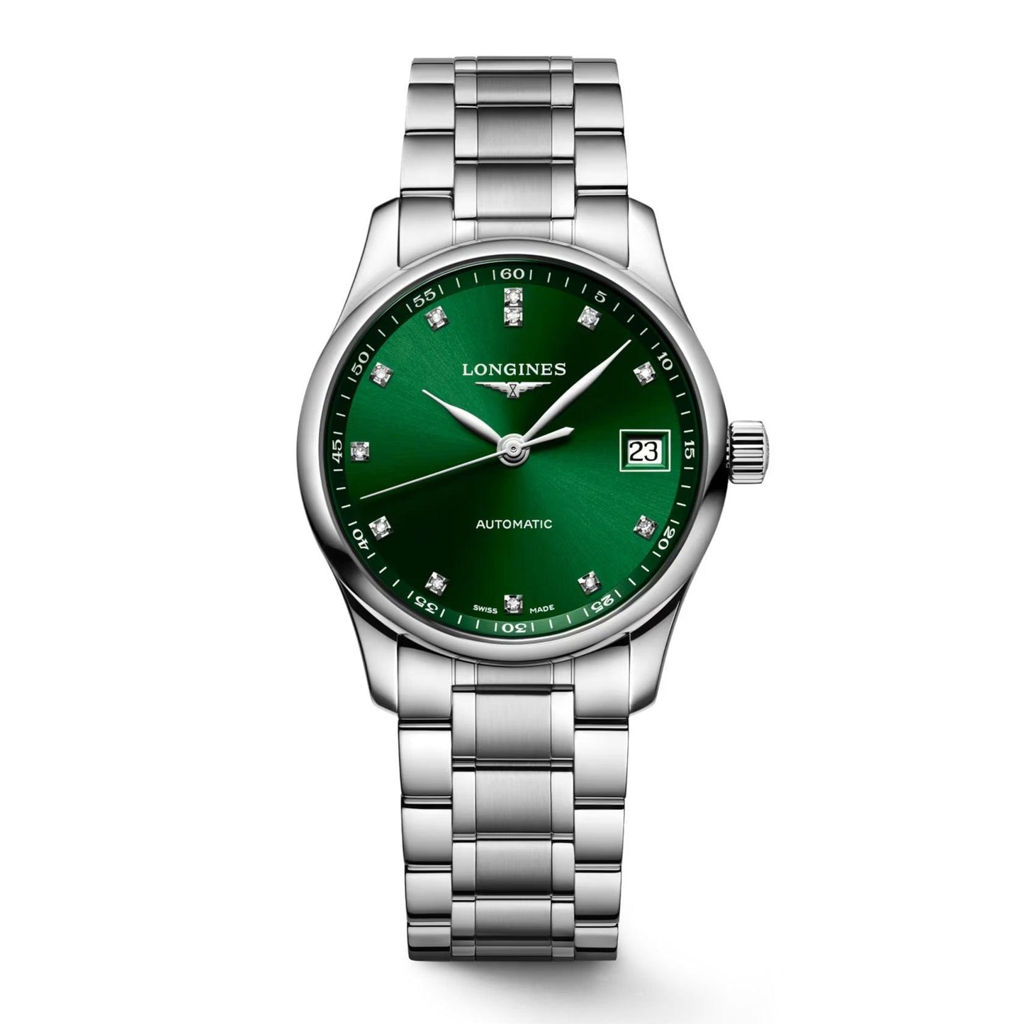 Longines Uhr Master Collection 34mm grün Diamanten Automatik Stahl L2.357.4.99.6