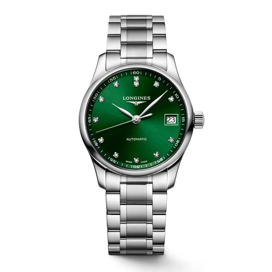 Longines Uhr Master Collection 34mm grün Diamanten Automatik Stahl L2.357.4.99.6