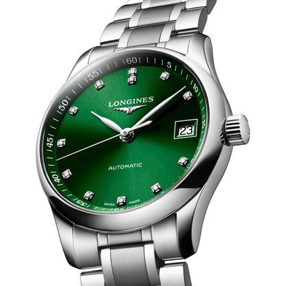 Longines Uhr Master Collection 34mm grün Diamanten Automatik Stahl L2.357.4.99.6