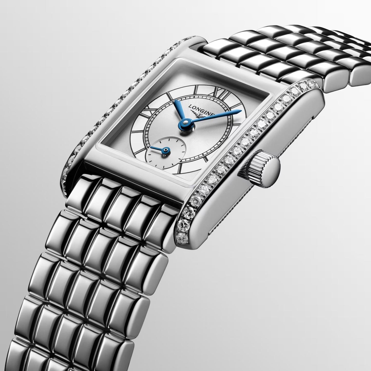 Longines Uhr Mini Dolcevita 21,5x29mm Silber Diamanten Quarz Stahl L5.200.0.75.6