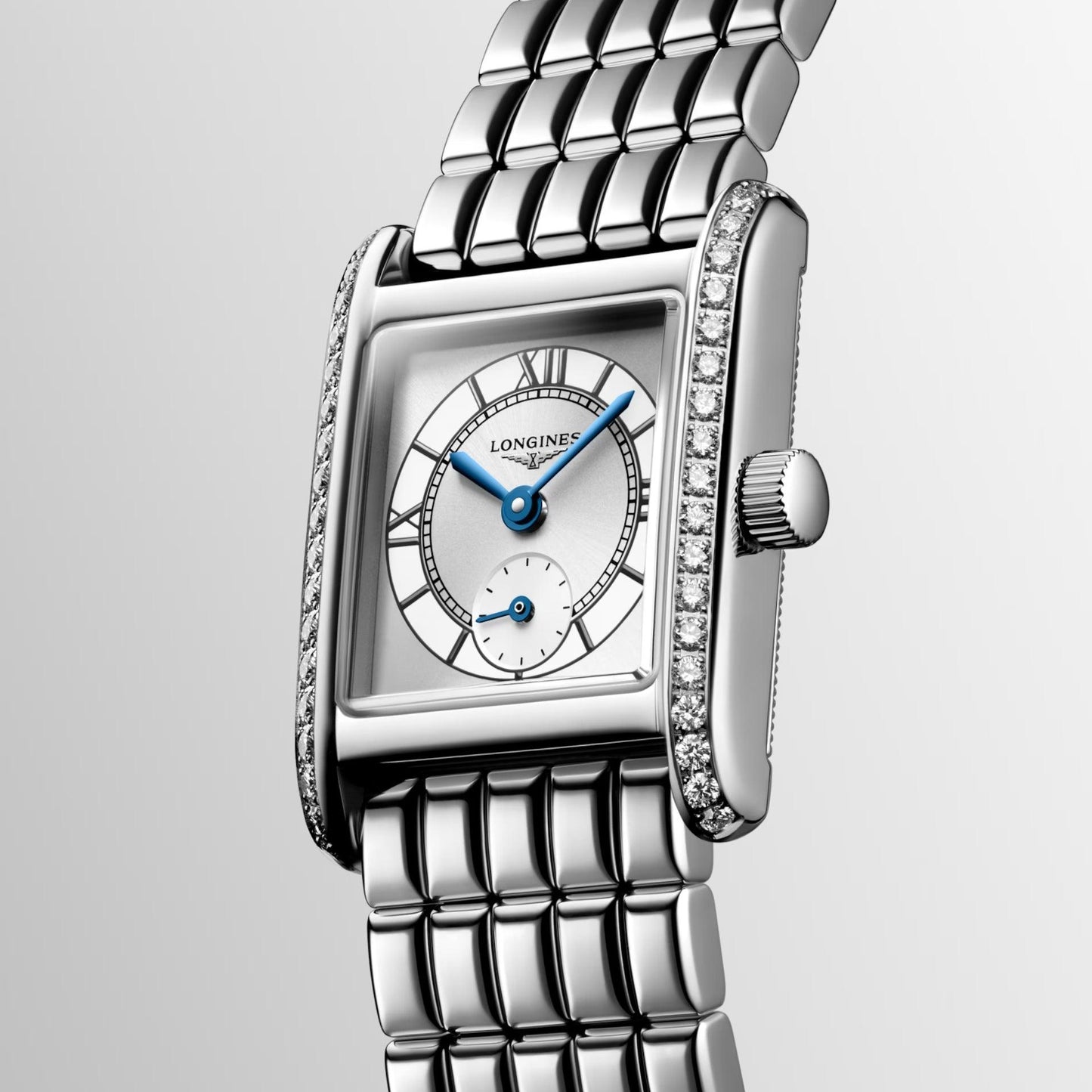 Longines Uhr Mini Dolcevita 21,5x29mm Silber Diamanten Quarz Stahl L5.200.0.75.6