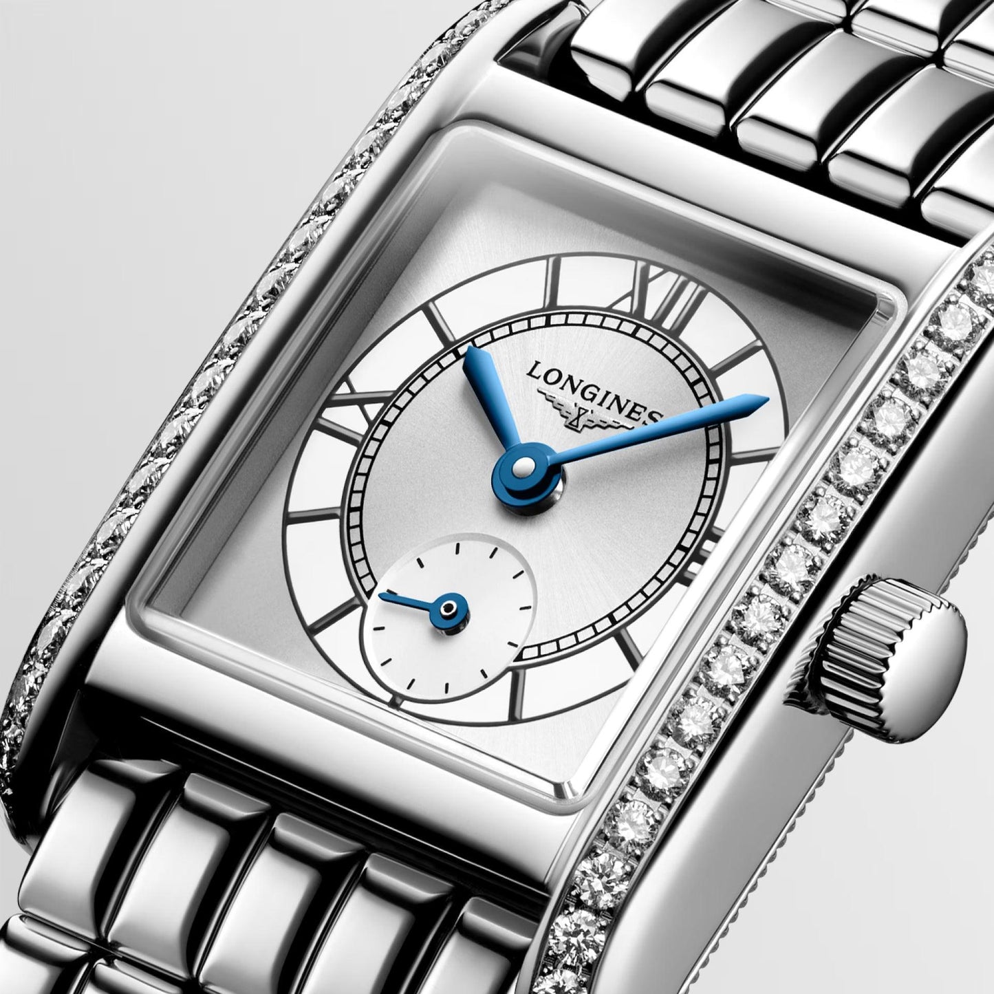 Longines Uhr Mini Dolcevita 21,5x29mm Silber Diamanten Quarz Stahl L5.200.0.75.6