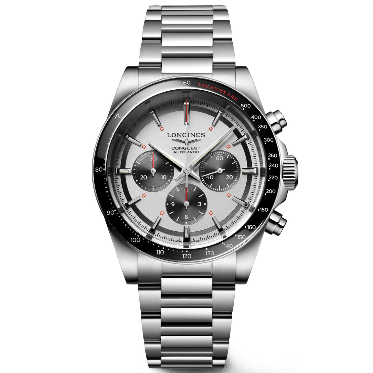 Longines Uhr New Conquest 42mm silber Automatik Stahl L3.835.4.72.6