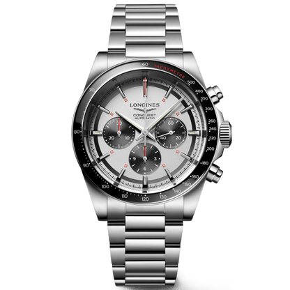 Longines Uhr New Conquest 42mm silber Automatik Stahl L3.835.4.72.6