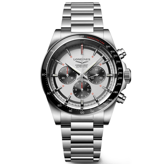 Longines Uhr New Conquest 42mm silber Automatik Stahl L3.835.4.72.6
