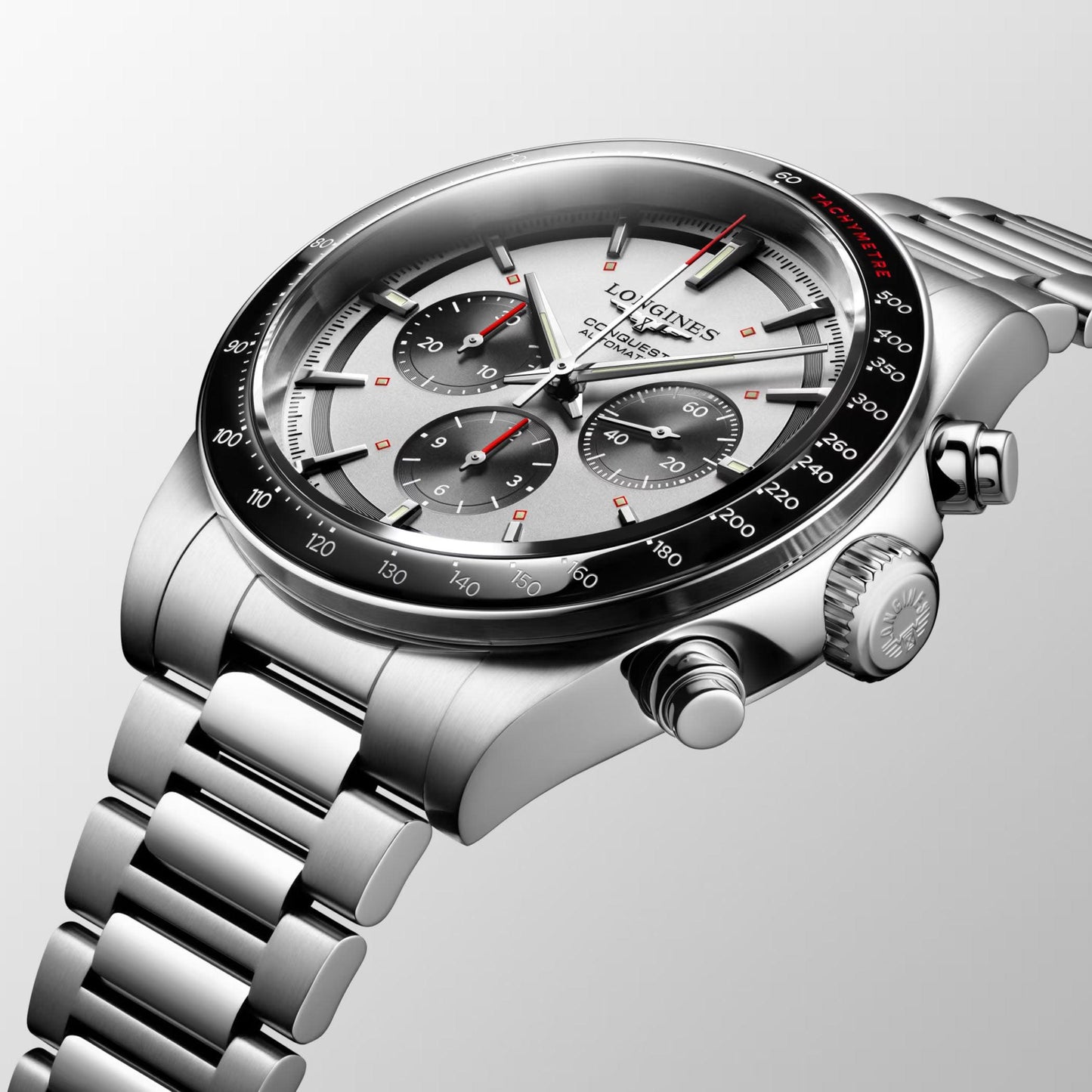 Longines Uhr New Conquest 42mm silber Automatik Stahl L3.835.4.72.6