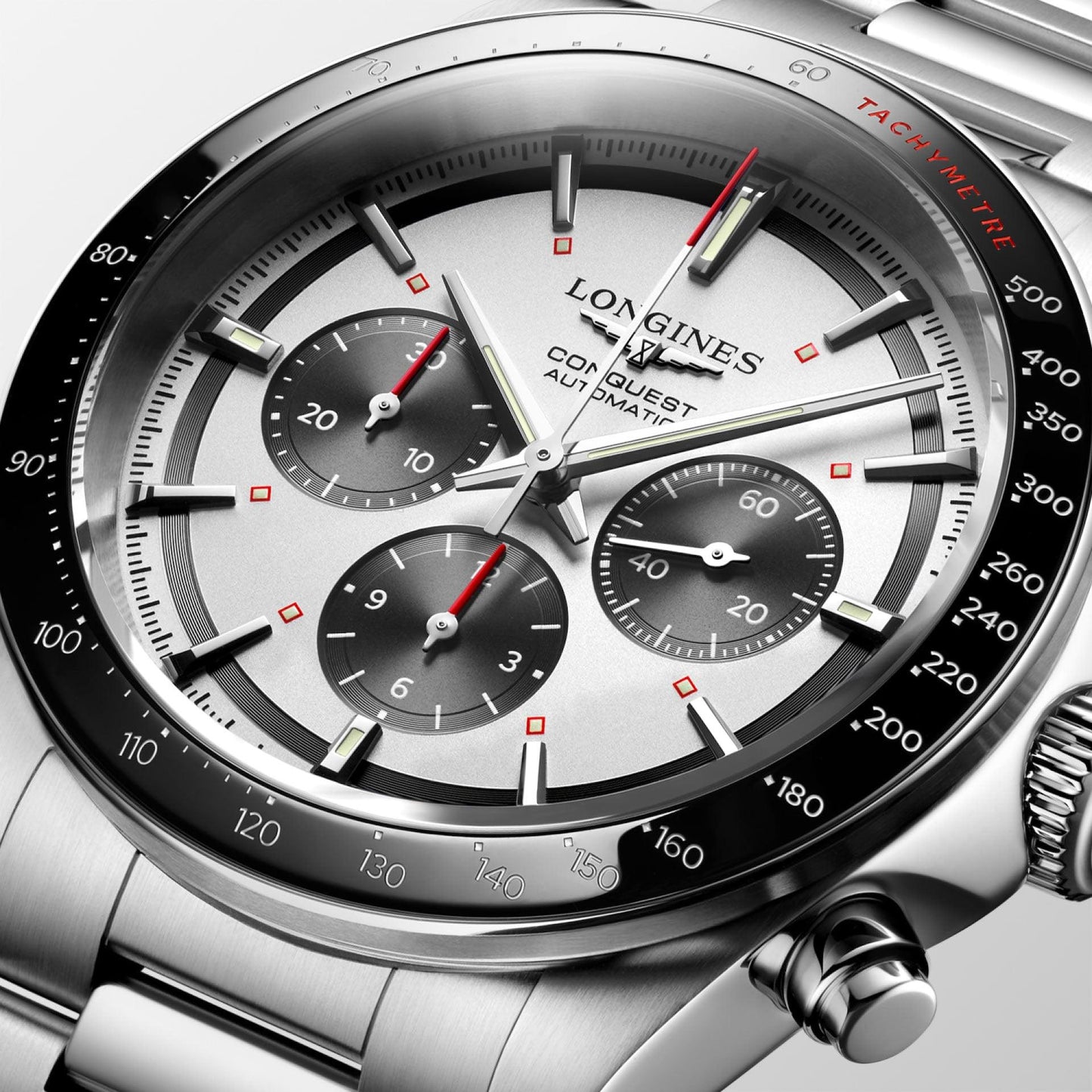 Longines Uhr New Conquest 42mm silber Automatik Stahl L3.835.4.72.6