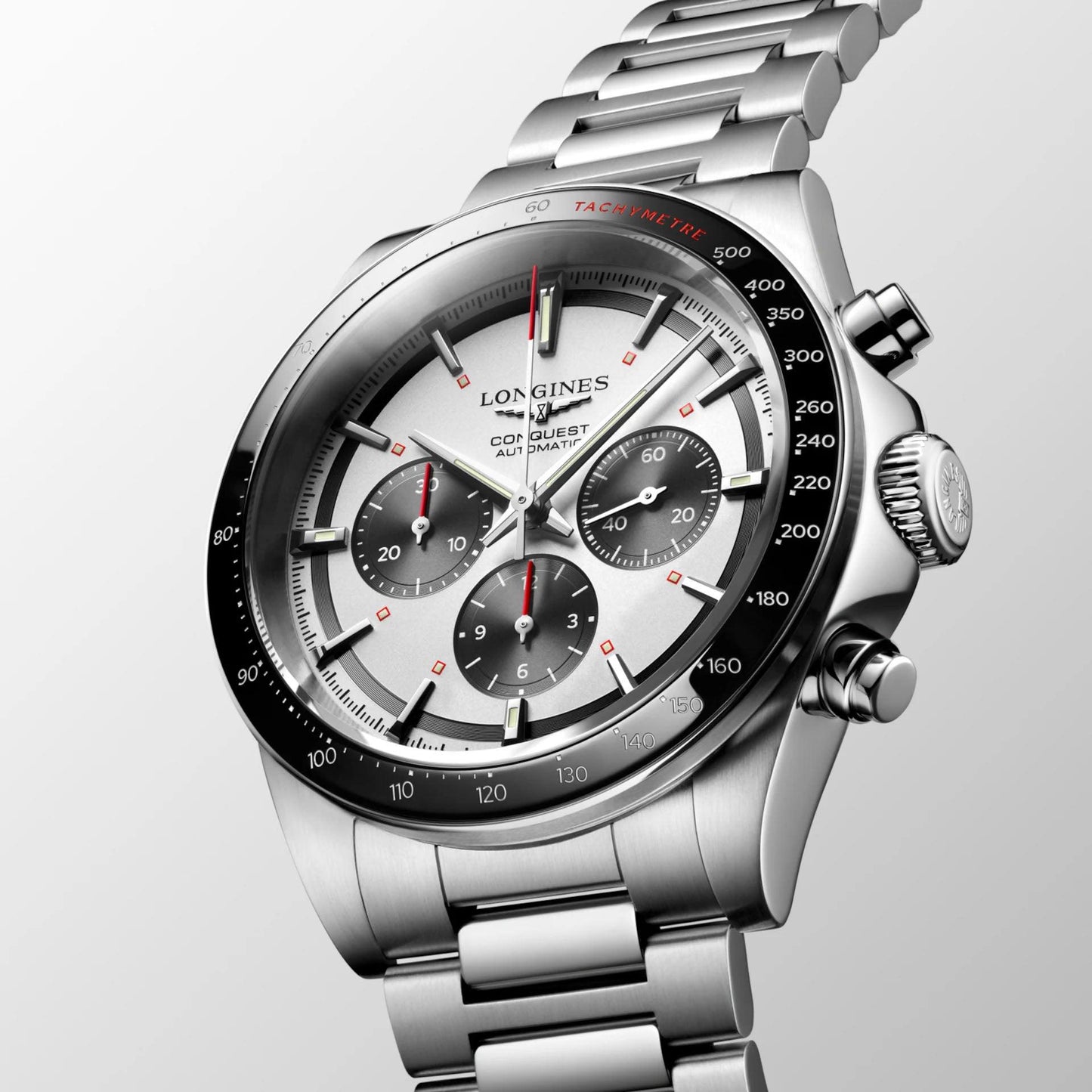 Longines Uhr New Conquest 42mm silber Automatik Stahl L3.835.4.72.6