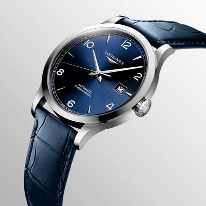 Longines Uhr Record Collection 40mm blau Automatik Stahl L2.821.4.96.4