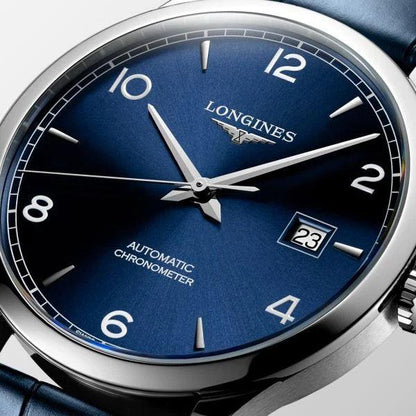 Longines Uhr Record Collection 40mm blau Automatik Stahl L2.821.4.96.4