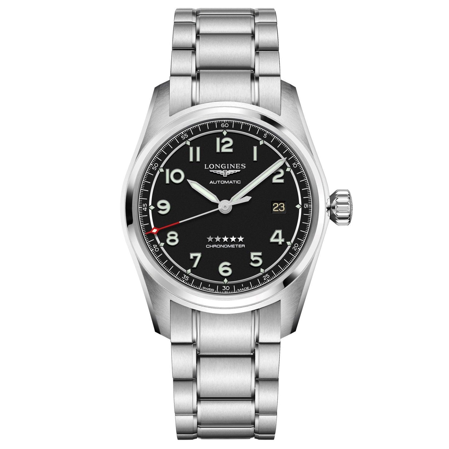 Longines Uhr Spirit 42mm schwarz Automatik Stahl L3.811.4.53.6