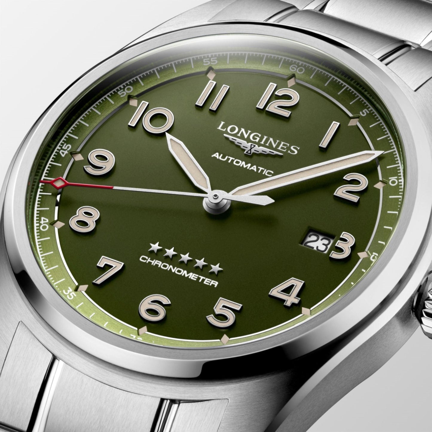 Longines Spirit Uhr 42mm mattgrün Automatik Stahl L3.811.4.03.6