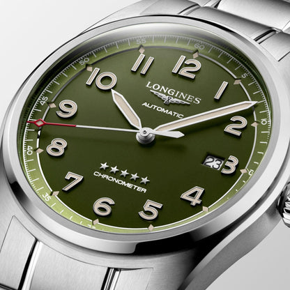 Longines Spirit Uhr 42mm mattgrün Automatik Stahl L3.811.4.03.6