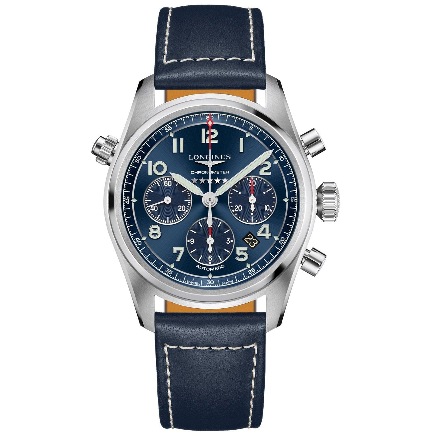 Longines Uhr Spirit Chronograph 42mm blau Automatik Stahl L3.820.4.93.0