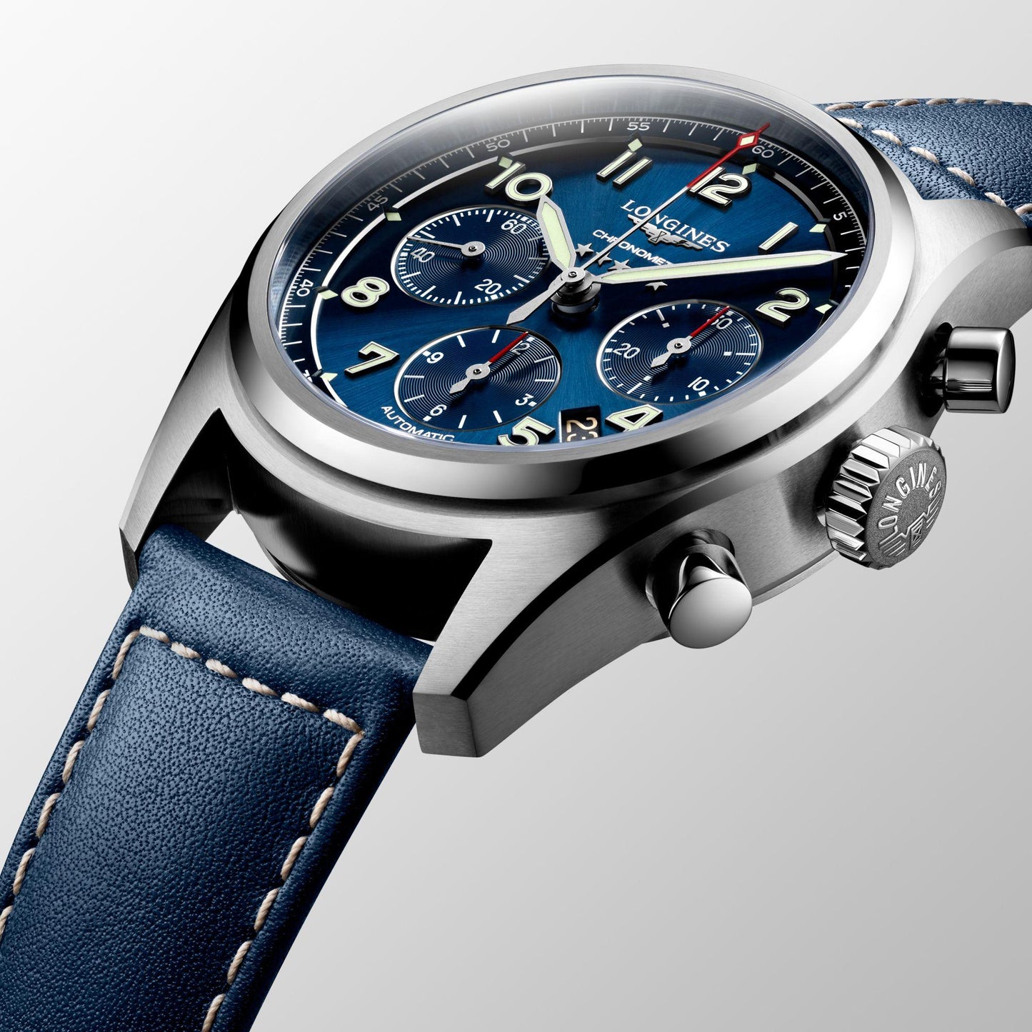 Longines Uhr Spirit Chronograph 42mm blau Automatik Stahl L3.820.4.93.0