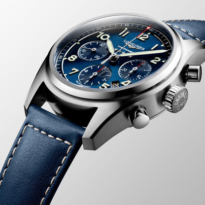 Longines Uhr Spirit Chronograph 42mm blau Automatik Stahl L3.820.4.93.0