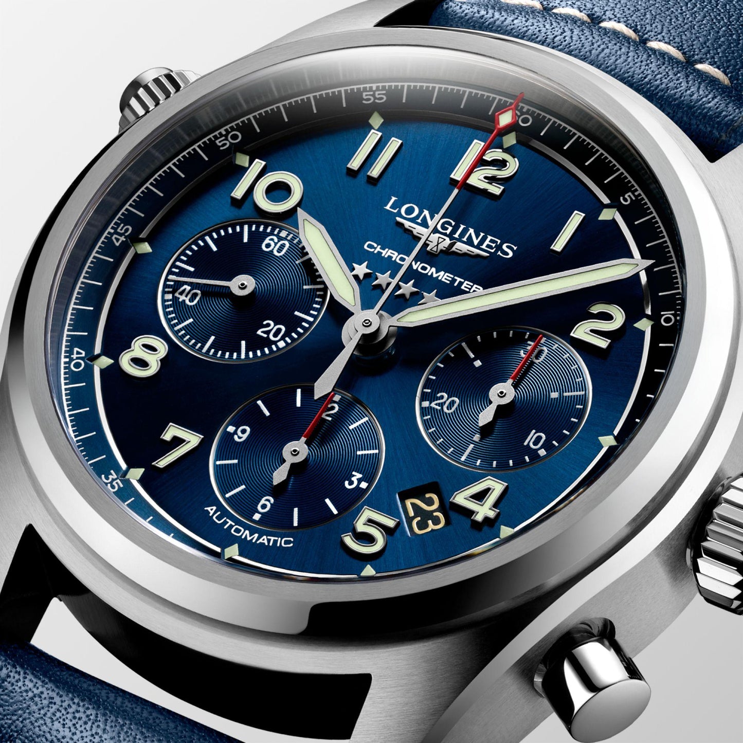 Longines Uhr Spirit Chronograph 42mm blau Automatik Stahl L3.820.4.93.0