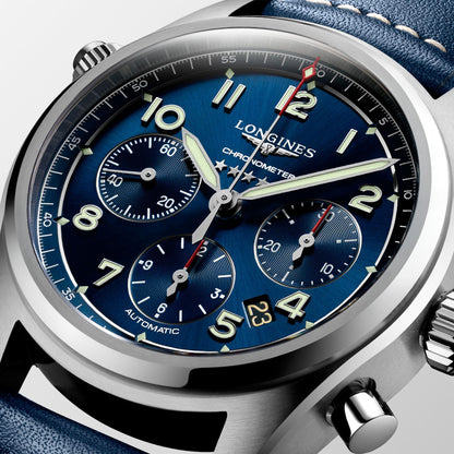 Longines Uhr Spirit Chronograph 42mm blau Automatik Stahl L3.820.4.93.0