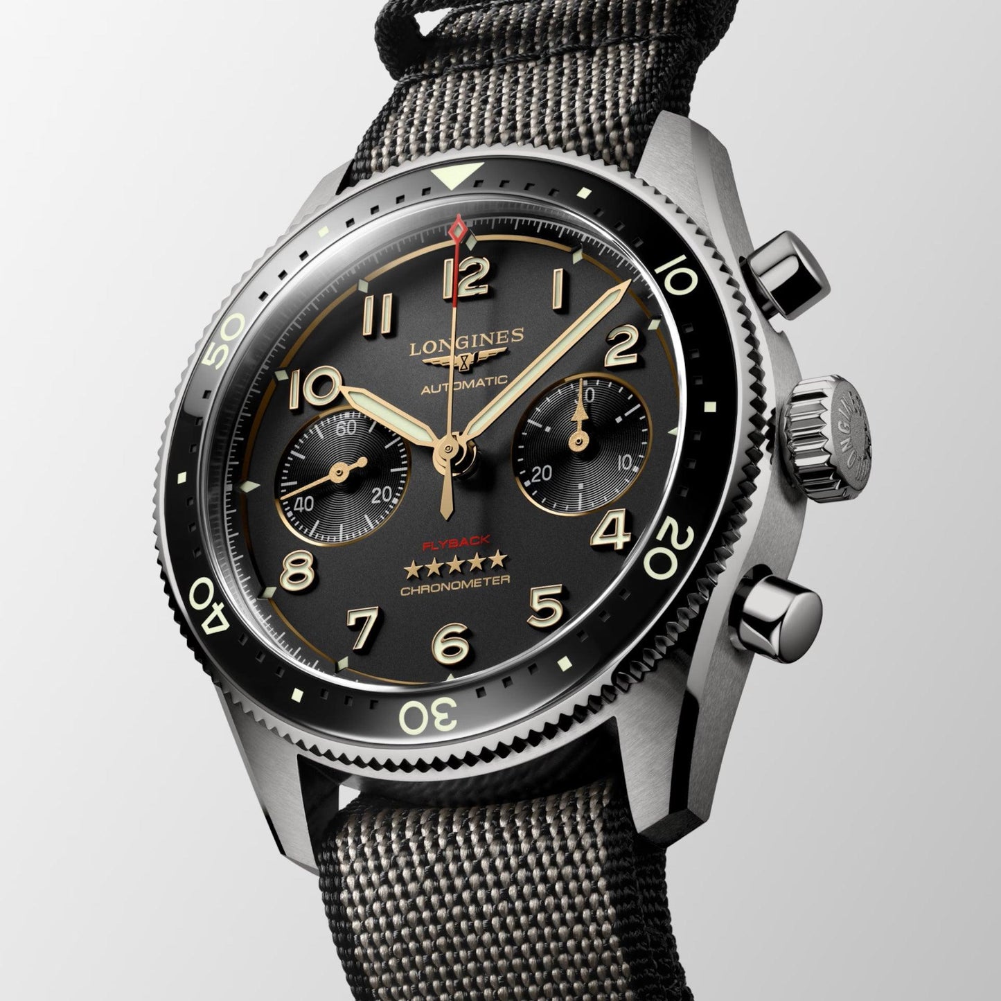 Longines Uhr Spirit Flyback Titan 42mm anthrazit Automatik Titan L3.821.1.53.2
