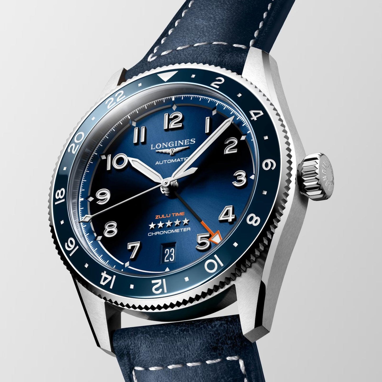 Longines Uhr Spirit Zulu Time 39mm blau Automatik Stahl L3.802.4.93.2