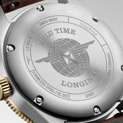 Longines Spirit Zulu Time 39mm schwarz Automatik Stahl und 18kt Gelbgold L3.802.5.53.2
