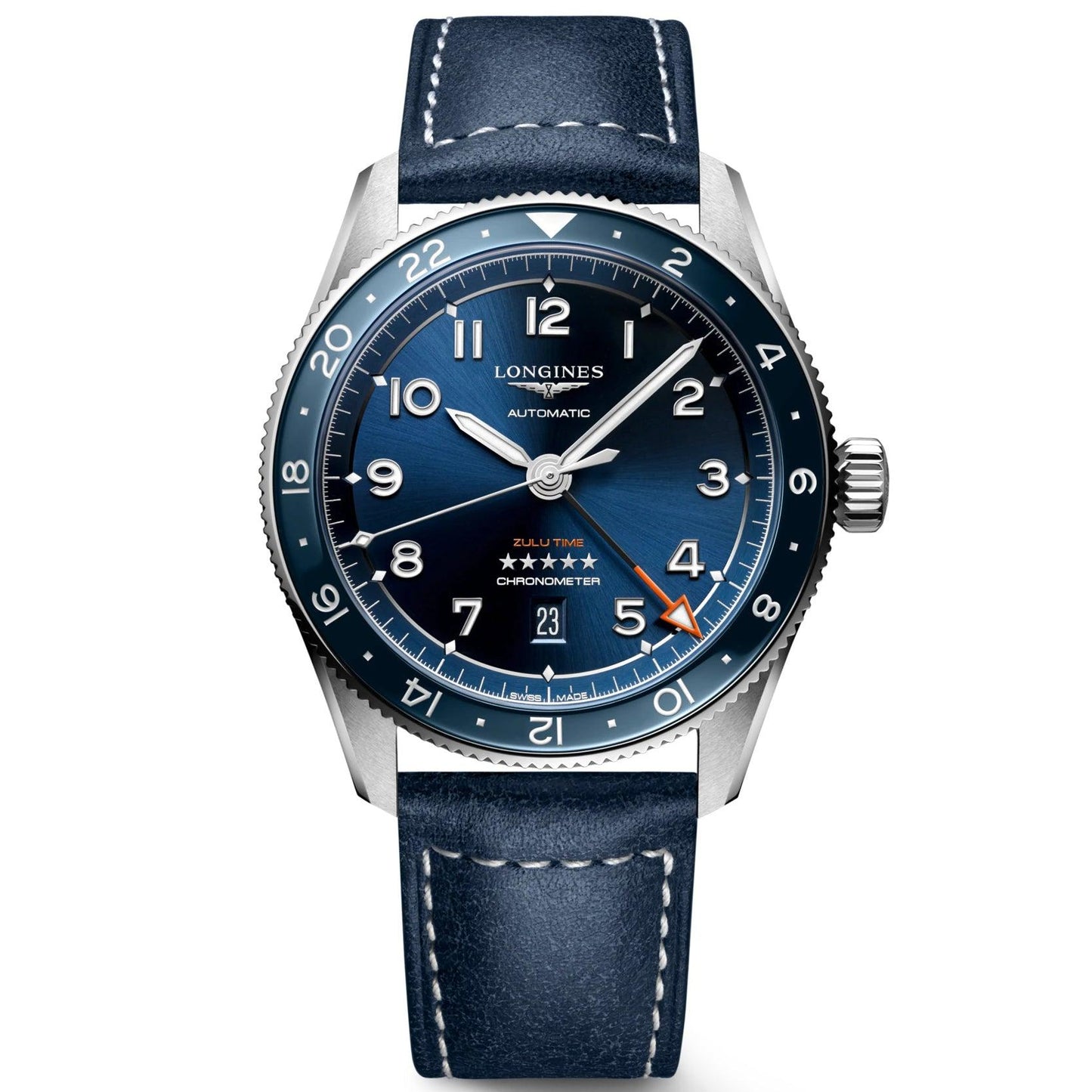 Longines Uhr Spirit Zulu Time 42mm blau automatisch Stahl L3.812.4.93.2