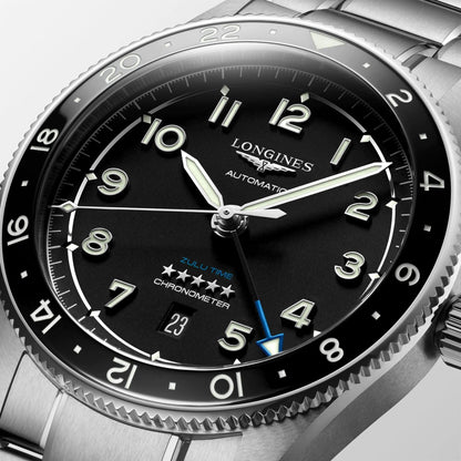 Longines Armbanduhr Spirit Zulu Time 42 mm Schwarz Automatik Stahl L3.812.4.53.6