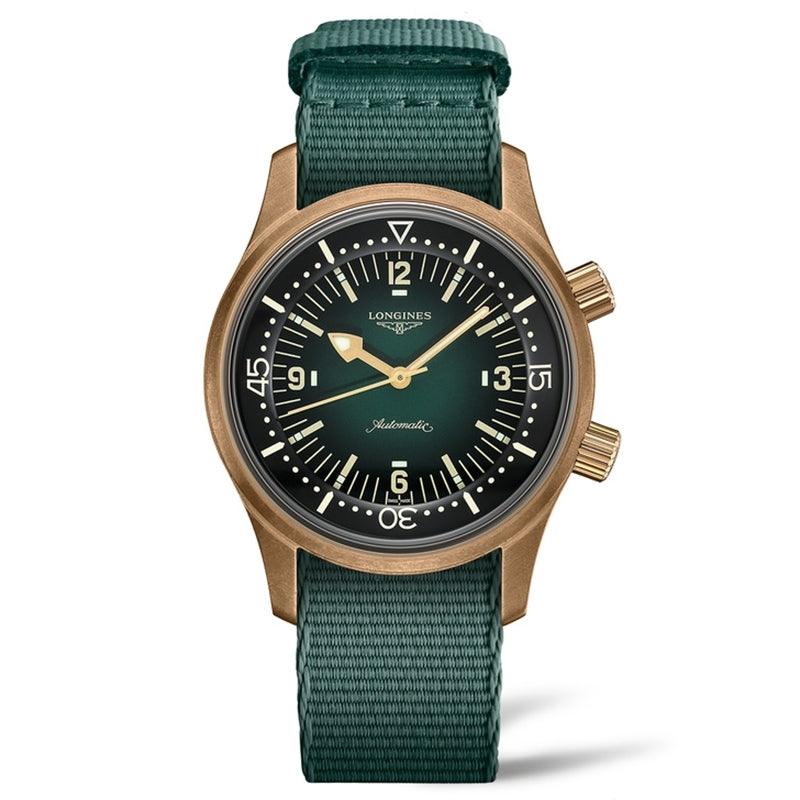 Longines Uhr The Longines Legend Diver 42mm grün Automatik Bronze Titan L3.774.1.50.2
