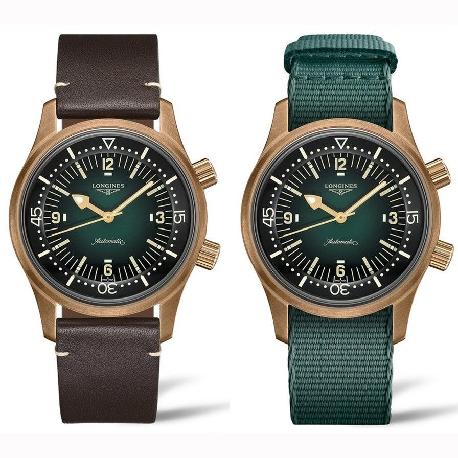 Longines Uhr The Longines Legend Diver 42mm grün Automatik Bronze Titan L3.774.1.50.2