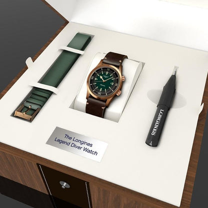Longines Uhr The Longines Legend Diver 42mm grün Automatik Bronze Titan L3.774.1.50.2