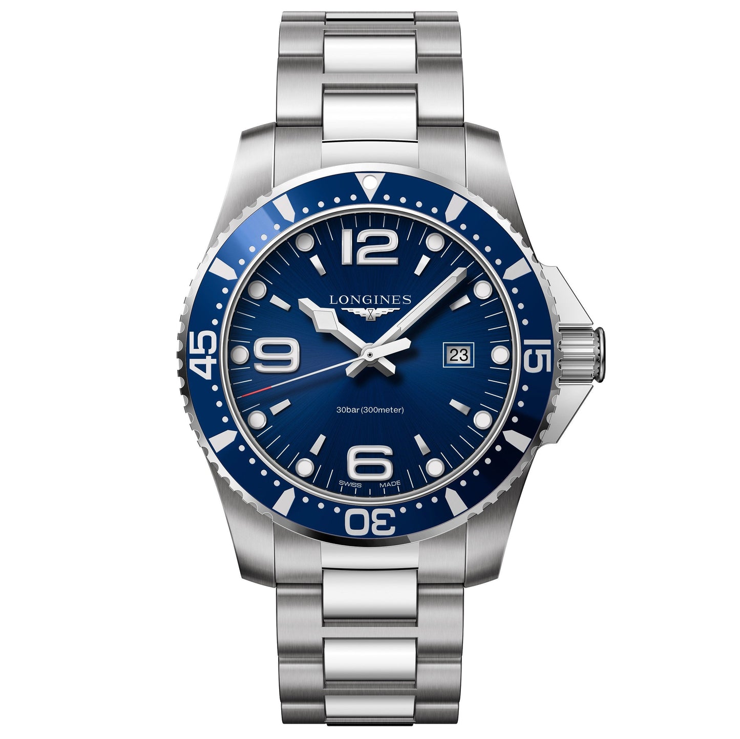 Longines Herrenuhr HydroConquest blau 44mm Quarz Stahl L3.840.4.96.6