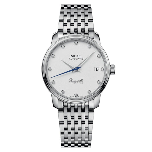 Mido Uhr Baroncelli Heritage Lady 33mm weiß Automatik Stahl M027.207.11.016.00