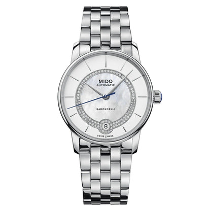 Mido Uhr Baroncelli Lady Necklace 33mm Perlmutt Diamanten Automatik Stahl M037.807.11.031.00