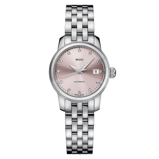 Mido Uhr Baroncelli Lady Twenty Five 25mm rosa Automatik Stahl M039.007.11.336.00
