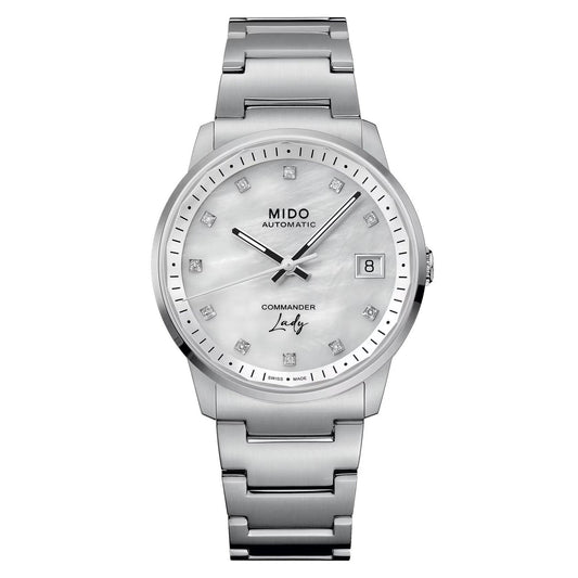 Mido Uhr Commander Lady 35mm Perlmutt Diamanten Automatik Stahl M021.207.11.106.00
