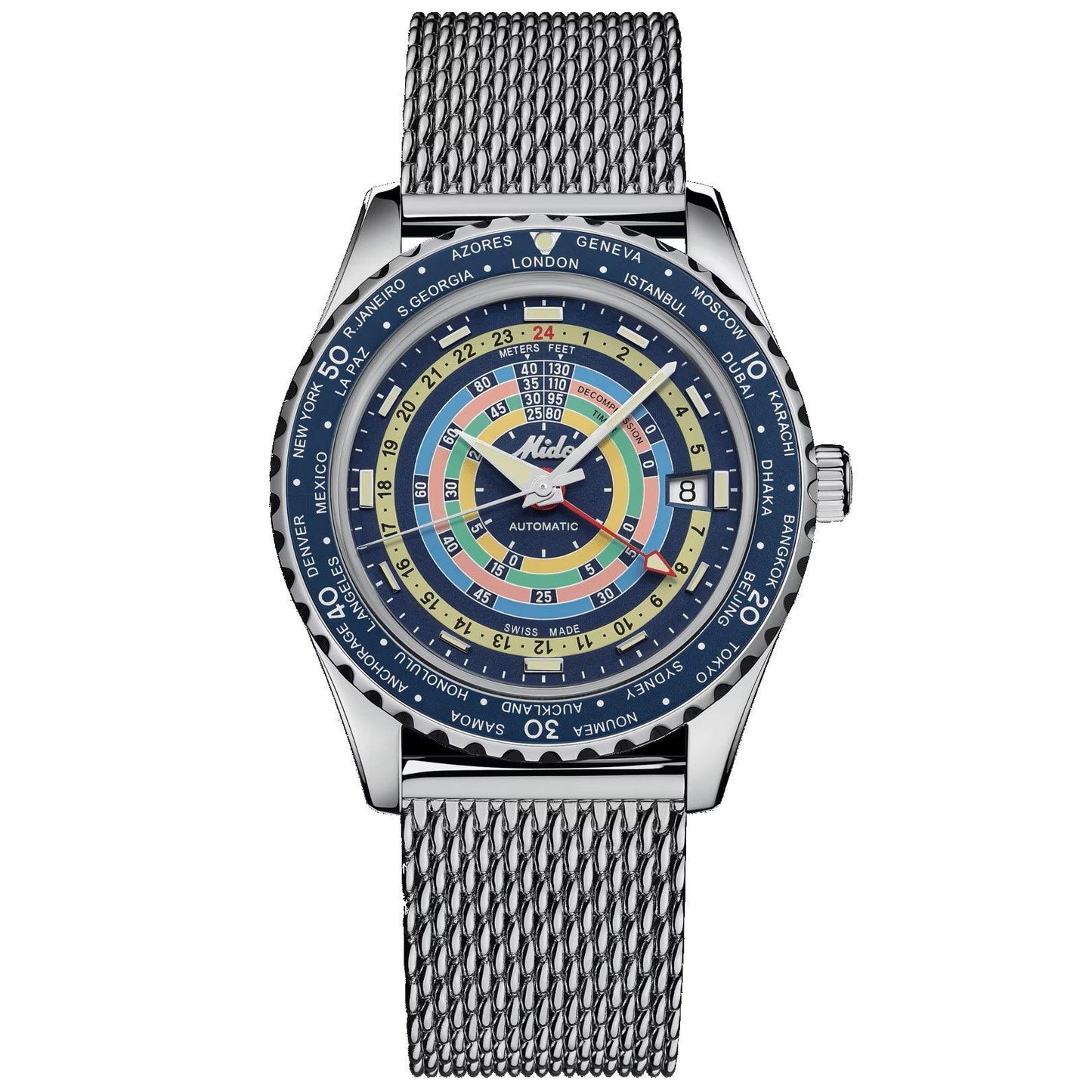 Mido Uhr Ocean Star Decompression Worldtimer Special Edition 40mm blau Automatik Stahl M026.829.17.041.00