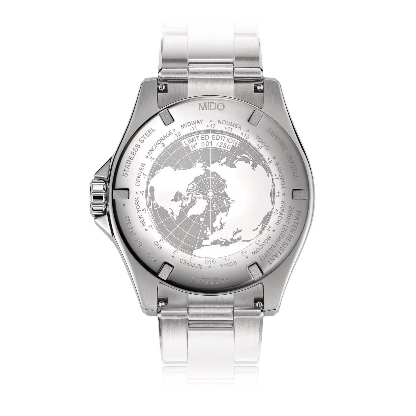 Mido Ocean Star GMT 44mm schwarze Automatikuhr Stahl Limited Edition 000/250 M026.629.11.051.03