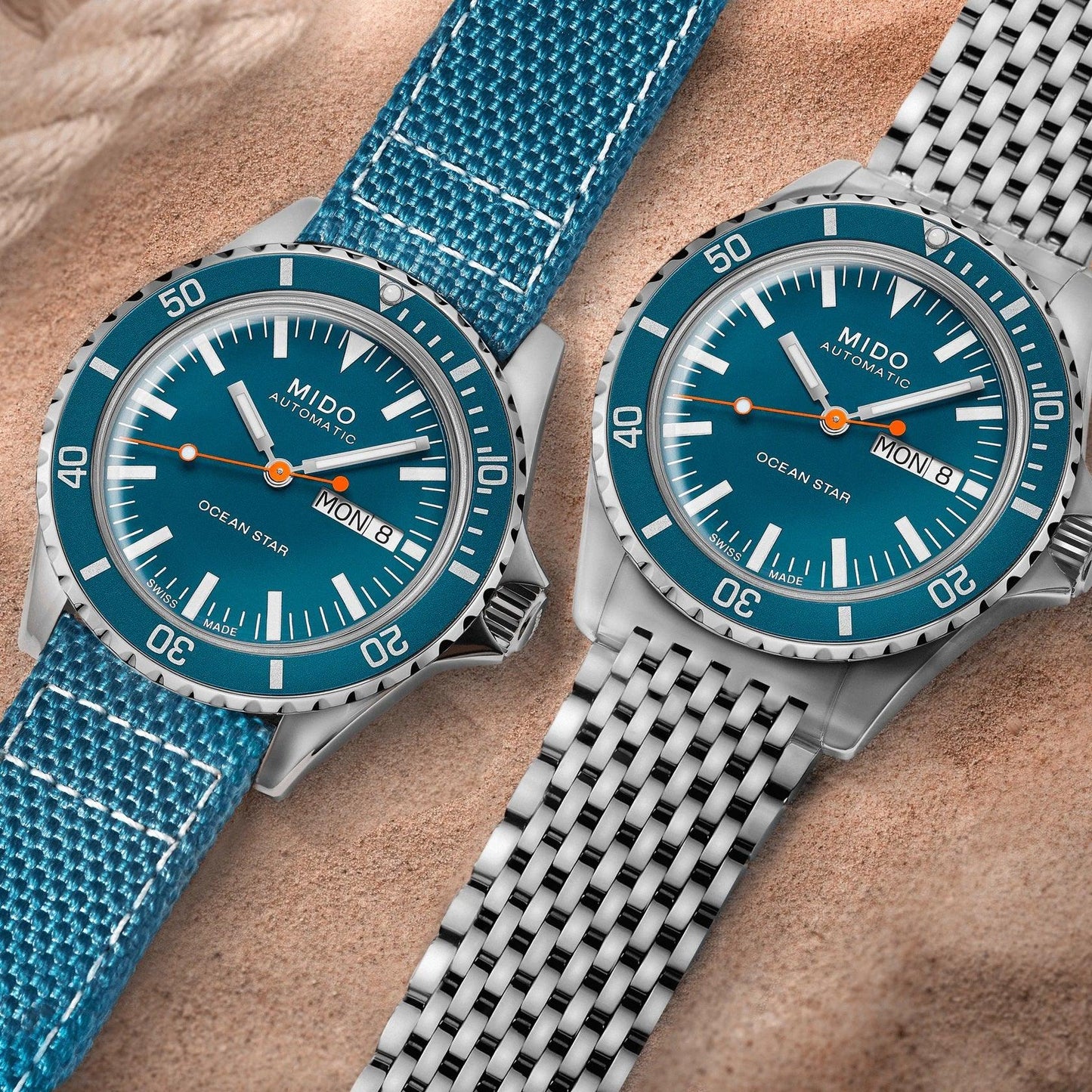 Mido Uhr Ocean Star Tribute blau 41mm Automatik Special Edition 75. Jubiläum Doppelarmband M026.830.11.041.00