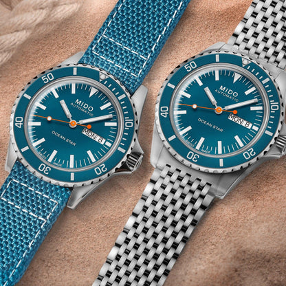 Mido Uhr Ocean Star Tribute blau 41mm Automatik Special Edition 75. Jubiläum Doppelarmband M026.830.11.041.00