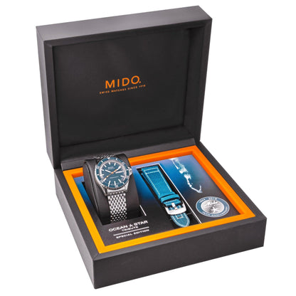 Mido Uhr Ocean Star Tribute blau 41mm Automatik Special Edition 75. Jubiläum Doppelarmband M026.830.11.041.00