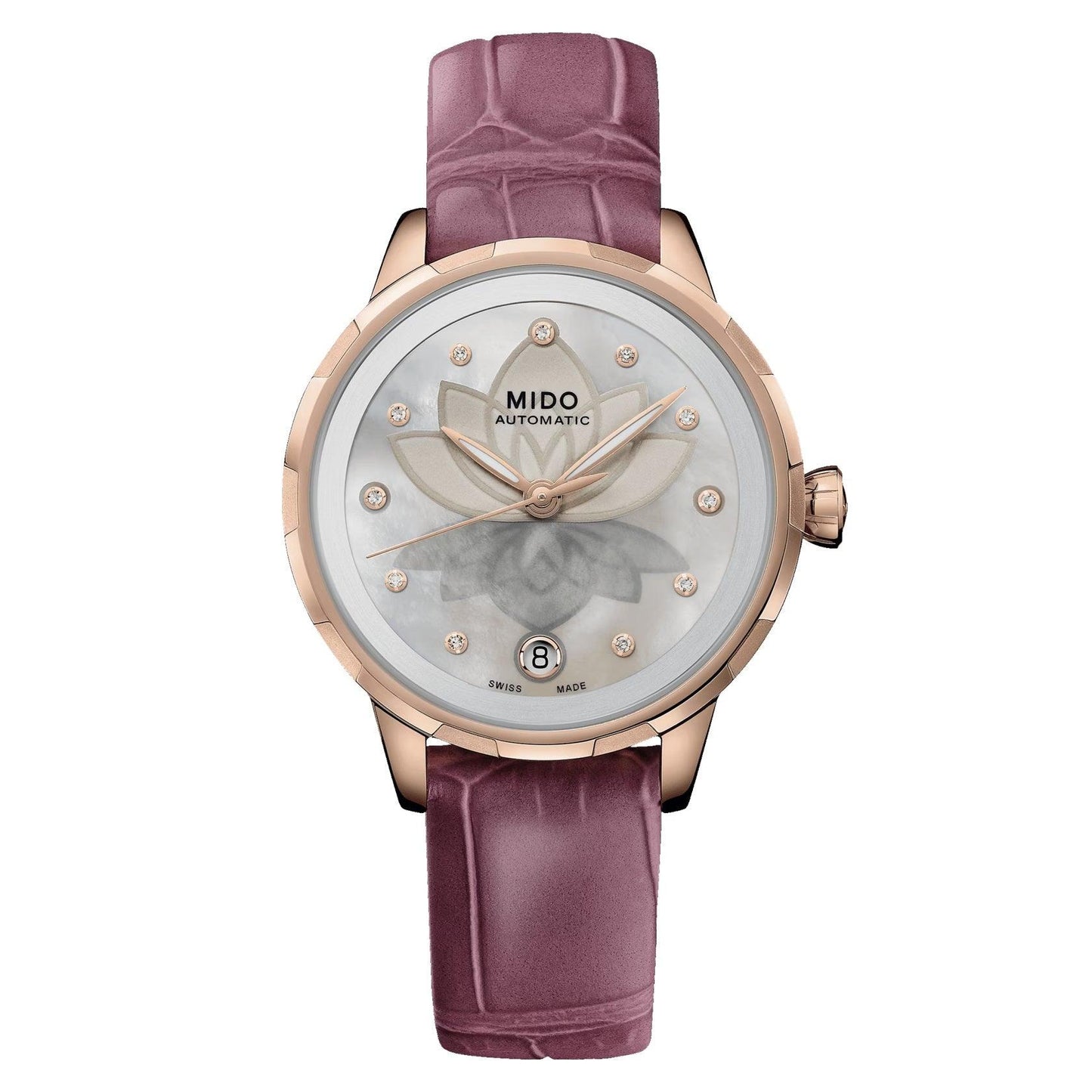 Mido Uhr Rainflower Night 34mm Perlmutt Diamanten Automatik Stahl PVD Roségold-Finish M043.207.36.106.00