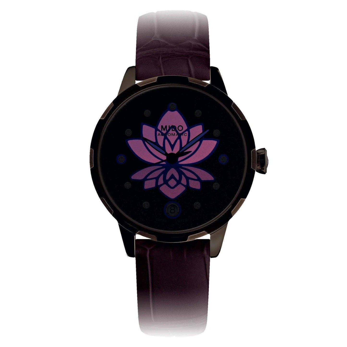 Mido Uhr Rainflower Night 34mm Perlmutt Diamanten Automatik Stahl PVD Roségold-Finish M043.207.36.106.00