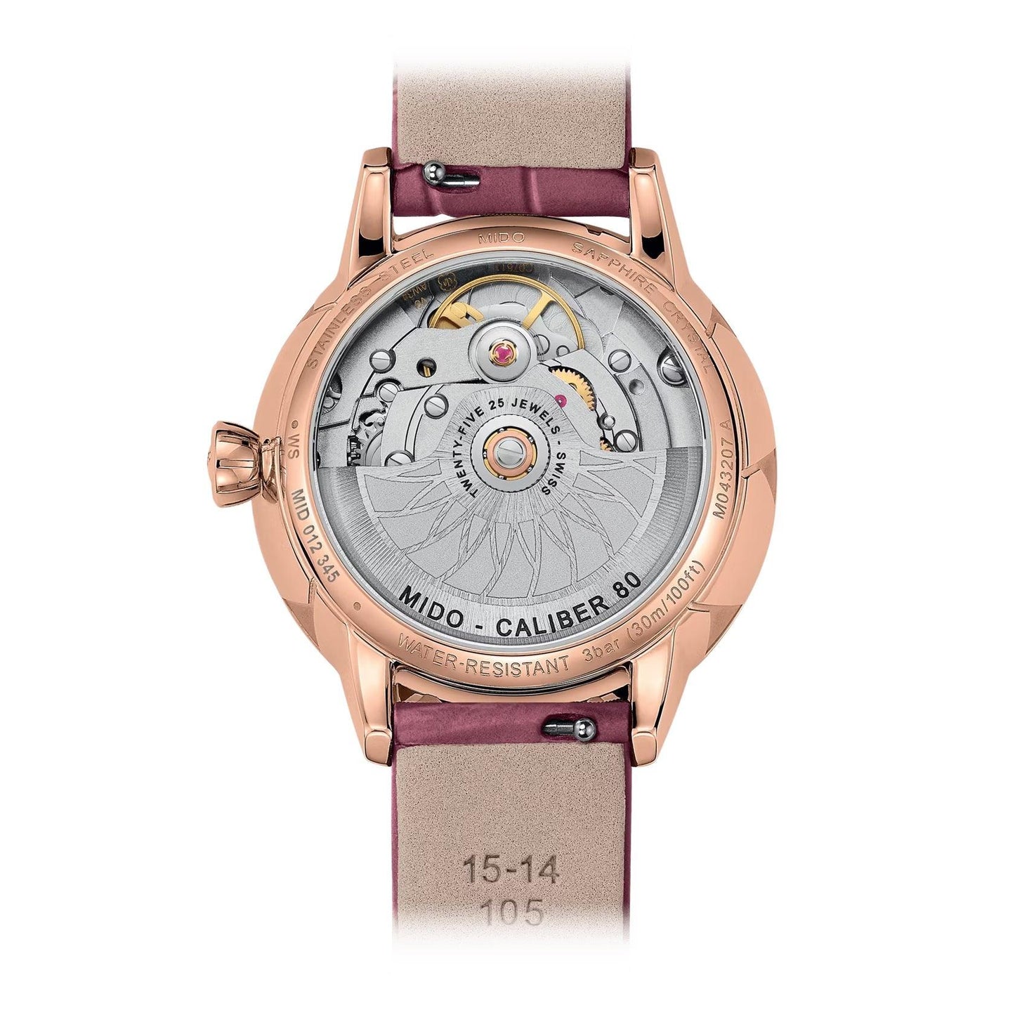 Mido Uhr Rainflower Night 34mm Perlmutt Diamanten Automatik Stahl PVD Roségold-Finish M043.207.36.106.00
