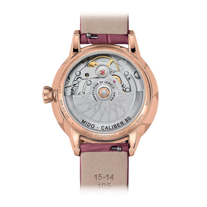 Mido Uhr Rainflower Night 34mm Perlmutt Diamanten Automatik Stahl PVD Roségold-Finish M043.207.36.106.00