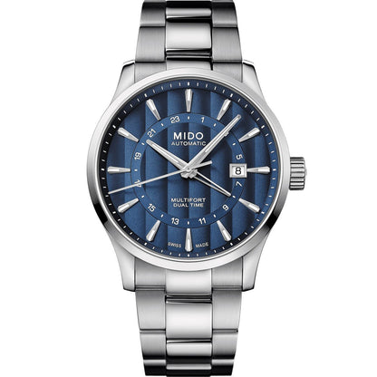 Mido Herrenuhr Multifort Dual Time GMT 42mm Kaliber 80 automatisch Stahl M038.429.11.041.00