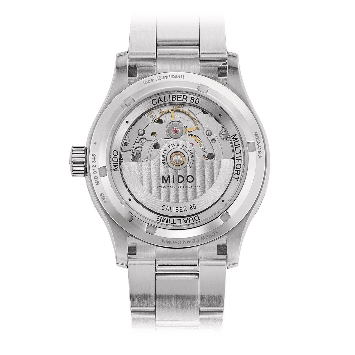 Mido Herrenuhr Multifort Dual Time GMT 42mm Kaliber 80 automatisch Stahl M038.429.11.041.00
